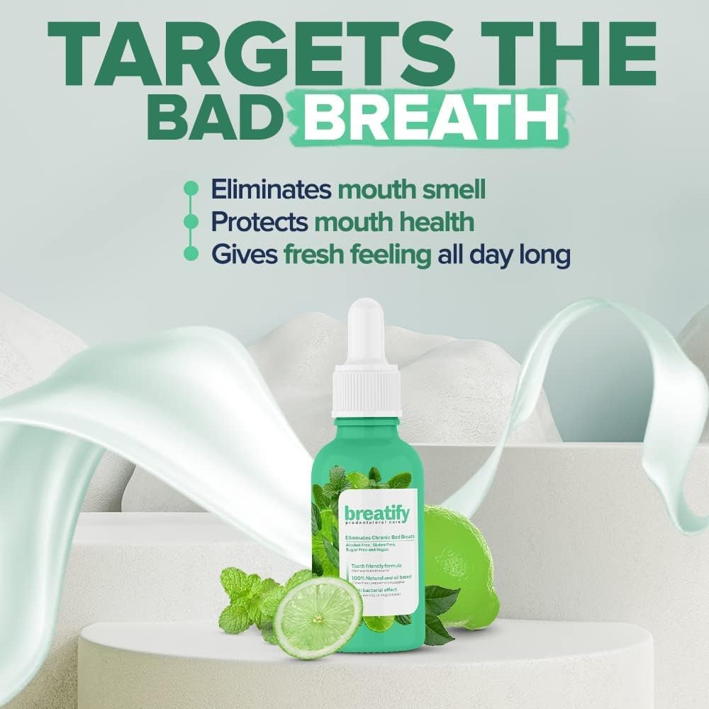 Breatify Bad Breath Eliminating Serum - Fresh Breath Oral Drops for Mouth Odor Removal - Portable 20mL (0.68oz) Travel Size - Pack of 3 for Daily Use at Work, Dates & Social Events