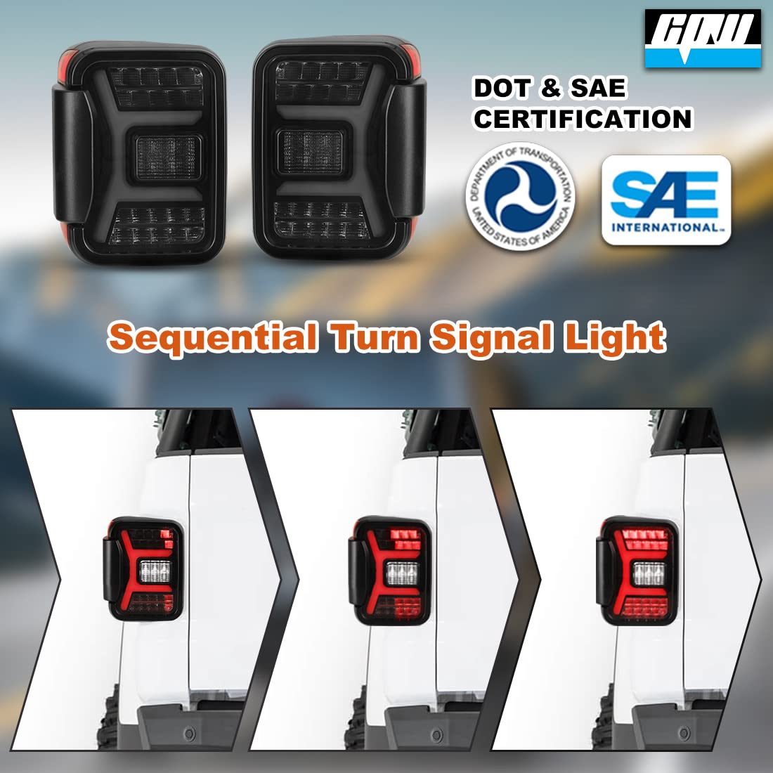 Premium LED Tail Lights Assembly for 2019-2025 Jeep Gladiator JT - Black Housing Smoke Lens with Sequential Turn Signals | Direct Replacement Full LED Rear Lamps | Off-Road & Night Driving Upgrade