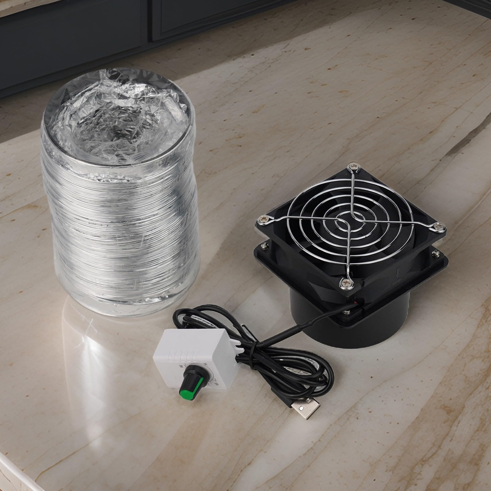 Adjustable Speed USB Solder Smoke Absorber Fan with 3m Pipe - Fume Extractor for Soldering Station, DIY Electronics Workbench, Jewelry Making & PCB Repair