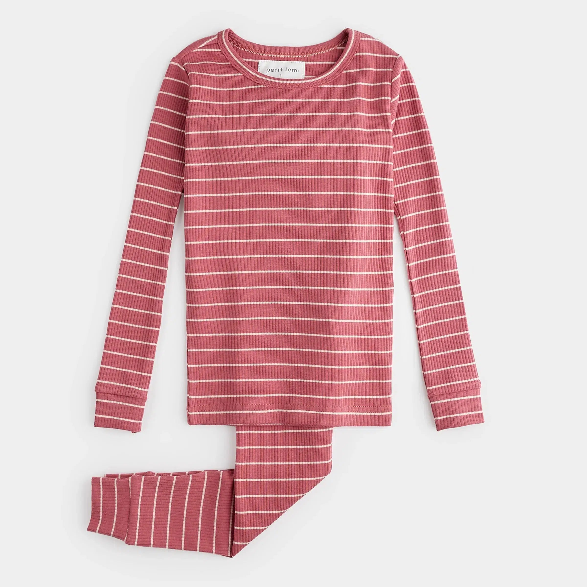 Organic Modal Rib Pajama Set for Baby & Toddler - Soft Raspberry Stripe Sleepwear | Comfortable Cotton Alternative for Nighttime & Naptime