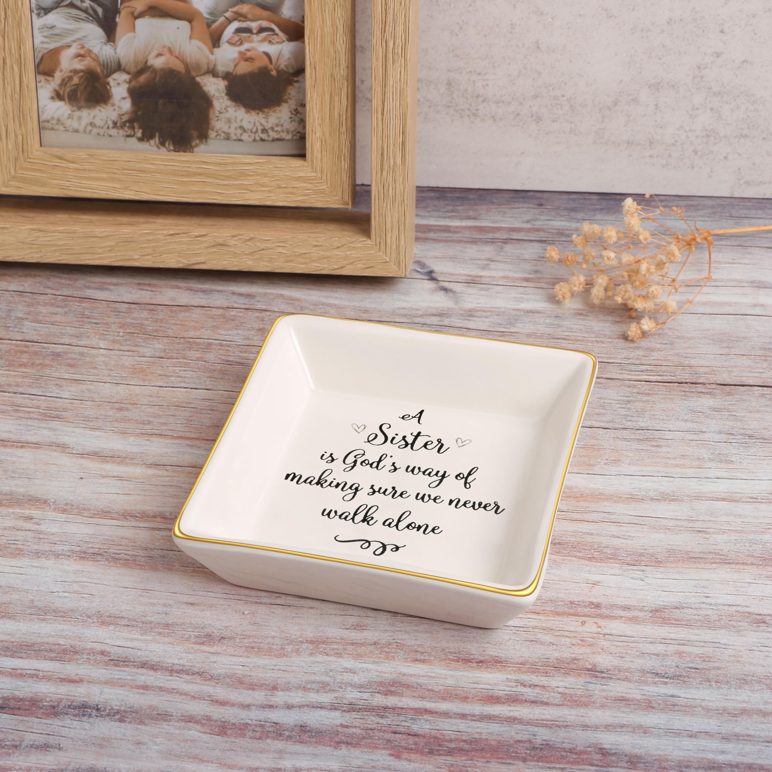 JoycuFF Ceramic Jewelry Dish - Elegant Trinket Tray for Rings & Earrings | Perfect Sister Gift for Birthday, Mother's Day, Thanksgiving & Christmas | Ideal for Bedroom Vanity, Bathroom Organizer & Gift Giving