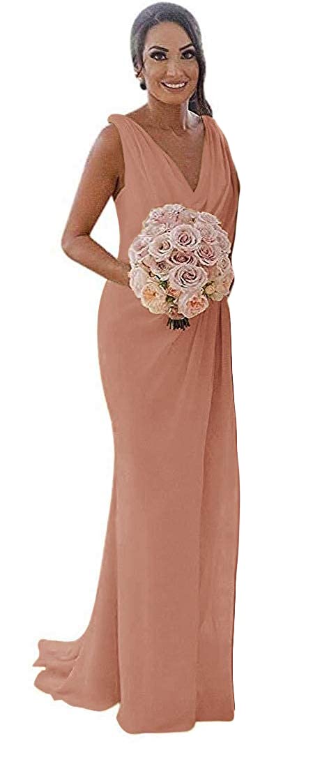 Elegant Long Chiffon Bridesmaid Dresses with High Slit for Wedding Party & Prom - Formal Evening Gowns for Special Occasions