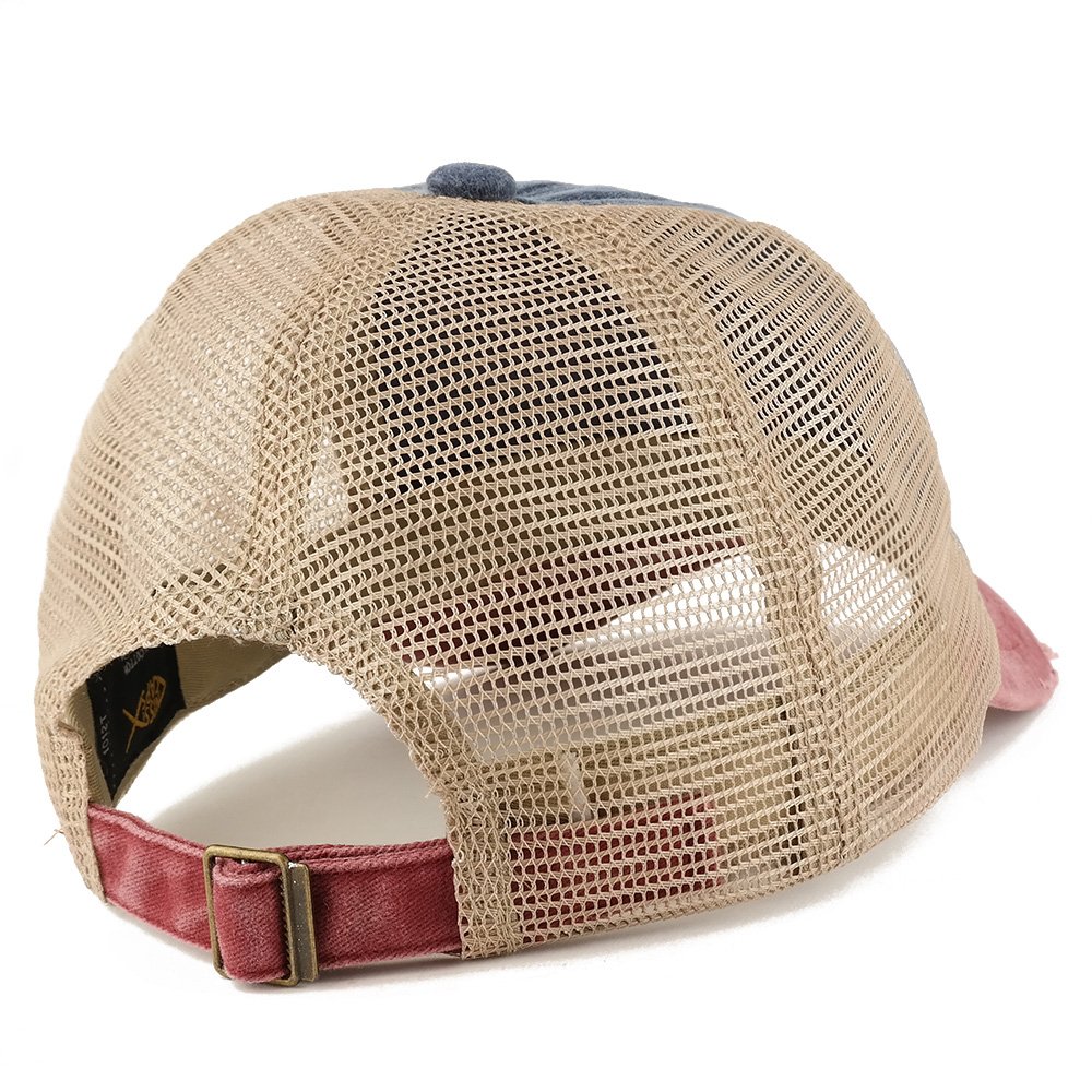 Trendy WTF America Embroidered Distressed Trucker Hat with Mesh Back - Perfect for Streetwear, Casual Outfits & Festival Fashion