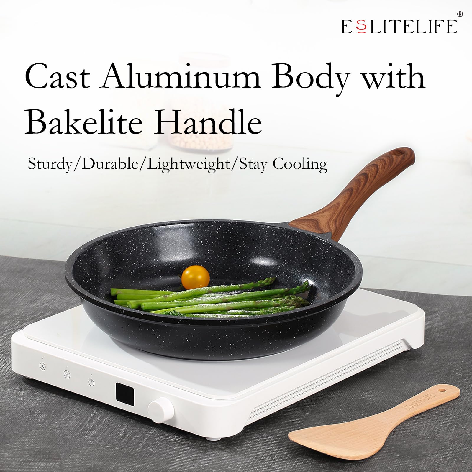 Nonstick Ceramic Frying Pan Set with Glass Lids - 3-Piece PTFE & PFOA Free Skillets for Gas, Electric & Induction Stoves - Healthy Cooking for Eggs, Omelets & Pancakes - Perfect for Family Breakfast & Professional Kitchens