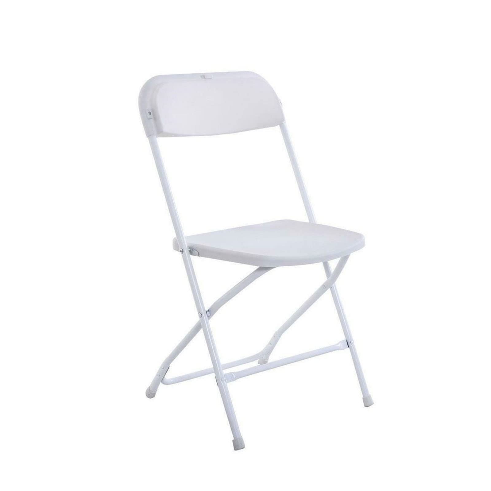 HUIJK 5-Pack White Plastic Folding Chairs - Stackable Commercial Grade Outdoor Chairs for Picnic, Party, Wedding, Camping & Events