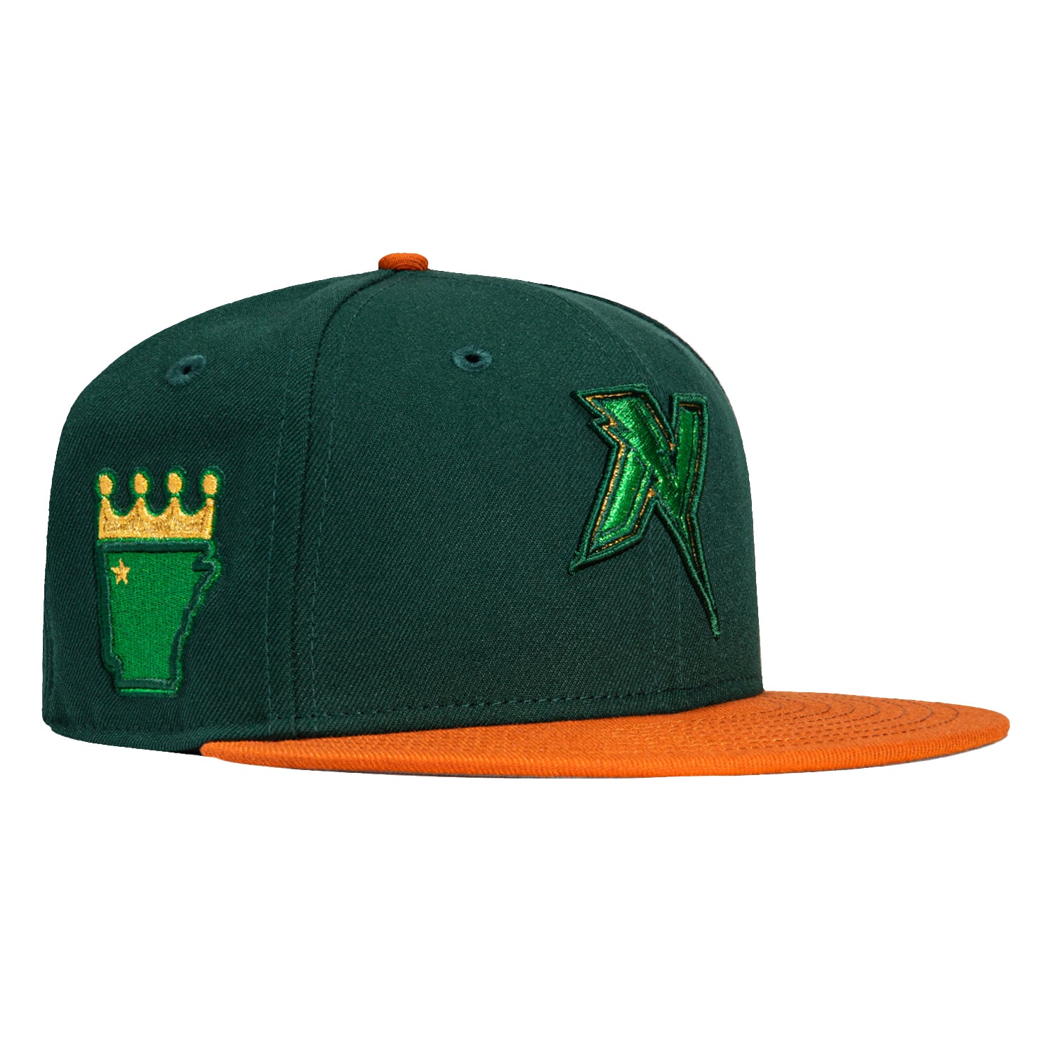 New Era 59Fifty MLB Northwest Arkansas Naturals Baseball Cap with State Patch - Green & Burnt Orange for Men's Fashion & Sports Fans