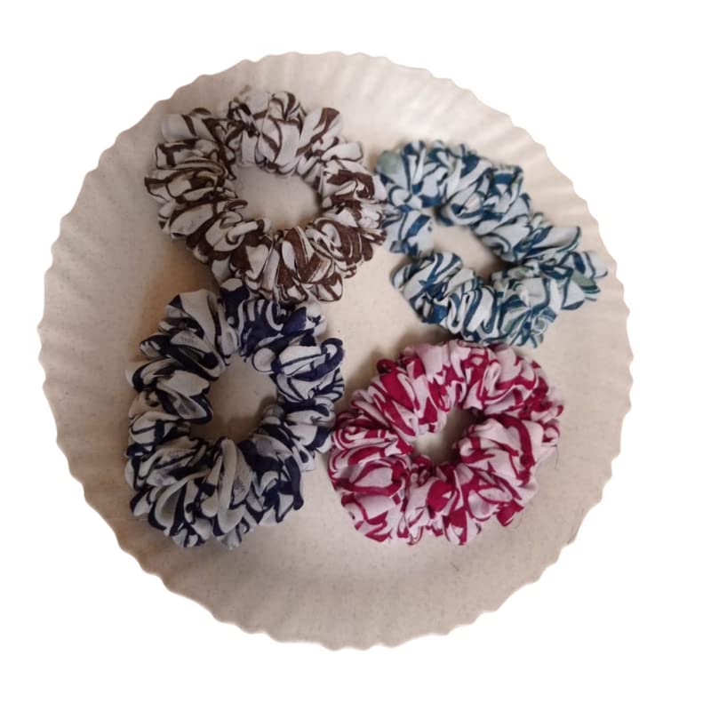 Aaro's Soft Georgette Scrunchies for Women - 4 Pack Hair Ties, No-Slip Elastic Hair Bands for Ponytails, Buns & Braids - Perfect for Workouts, Office & Everyday Use