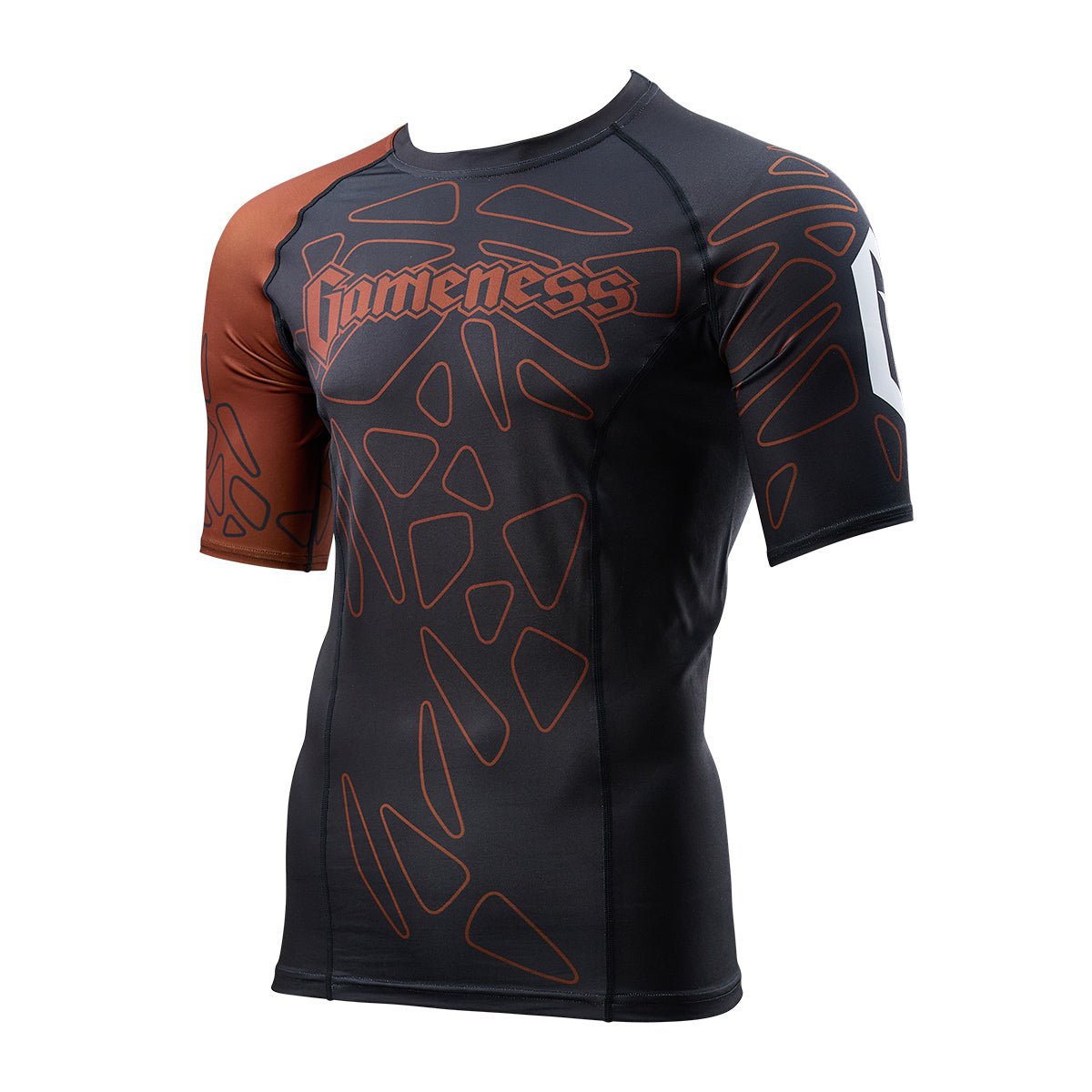 Gameness Men's Short Sleeve Pro Ranked Rash Guard - BJJ MMA Training Shirt for Grappling, Jiu-Jitsu & Combat Sports - Moisture Wicking & UV Protection
