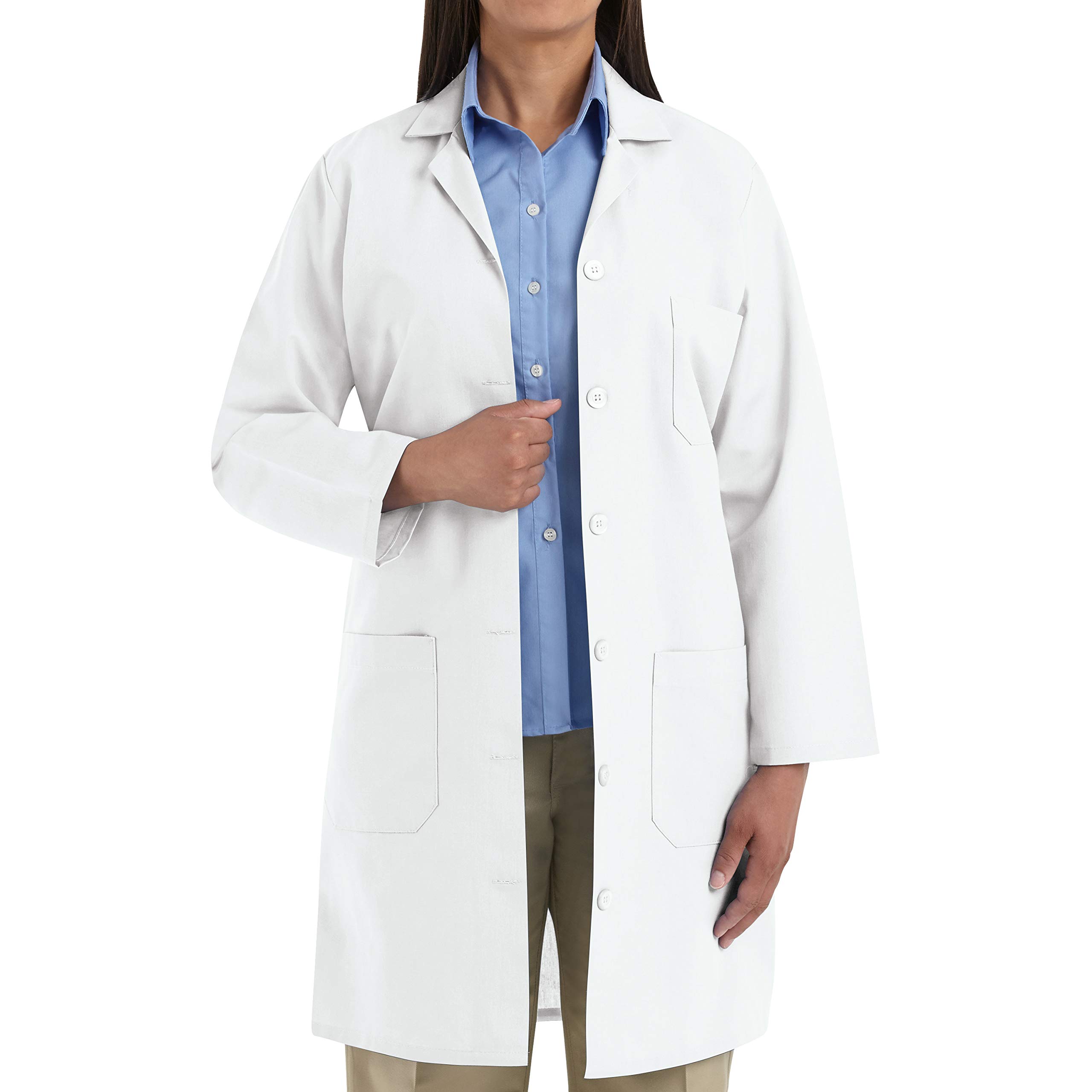 Red Kap Women's Lab Coat - Professional White Laboratory Coat with 3 Pockets, Long Sleeve for Scientists, Doctors & Medical Students - Perfect for Hospitals, Research Labs & Science Classrooms