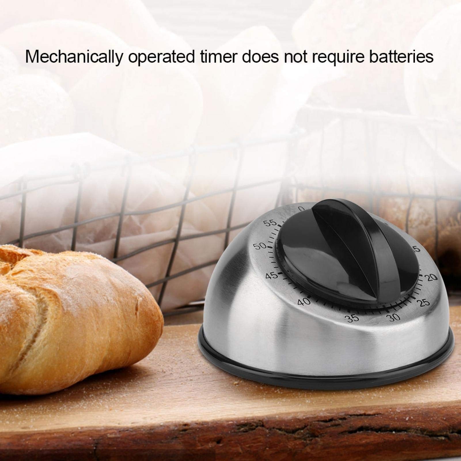 Stainless Steel Kitchen Timer - 60 Minute Countdown Alarm Clock for Cooking, Baking & Meal Prep | Durable Dome-Shaped Time Reminder Tool for Home & Professional Kitchens