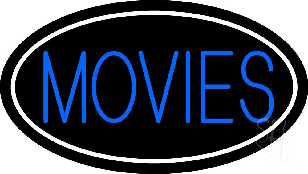 Movies With Border LED Neon Sign 13x24 Inches - Black Square Cut Acrylic Backing with Dimmer - Premium Indoor Wall Decor for Home Theater, Movie Room, Cinema, Bar, Café & Retail Stores - Perfect for Movie Nights & Themed Events