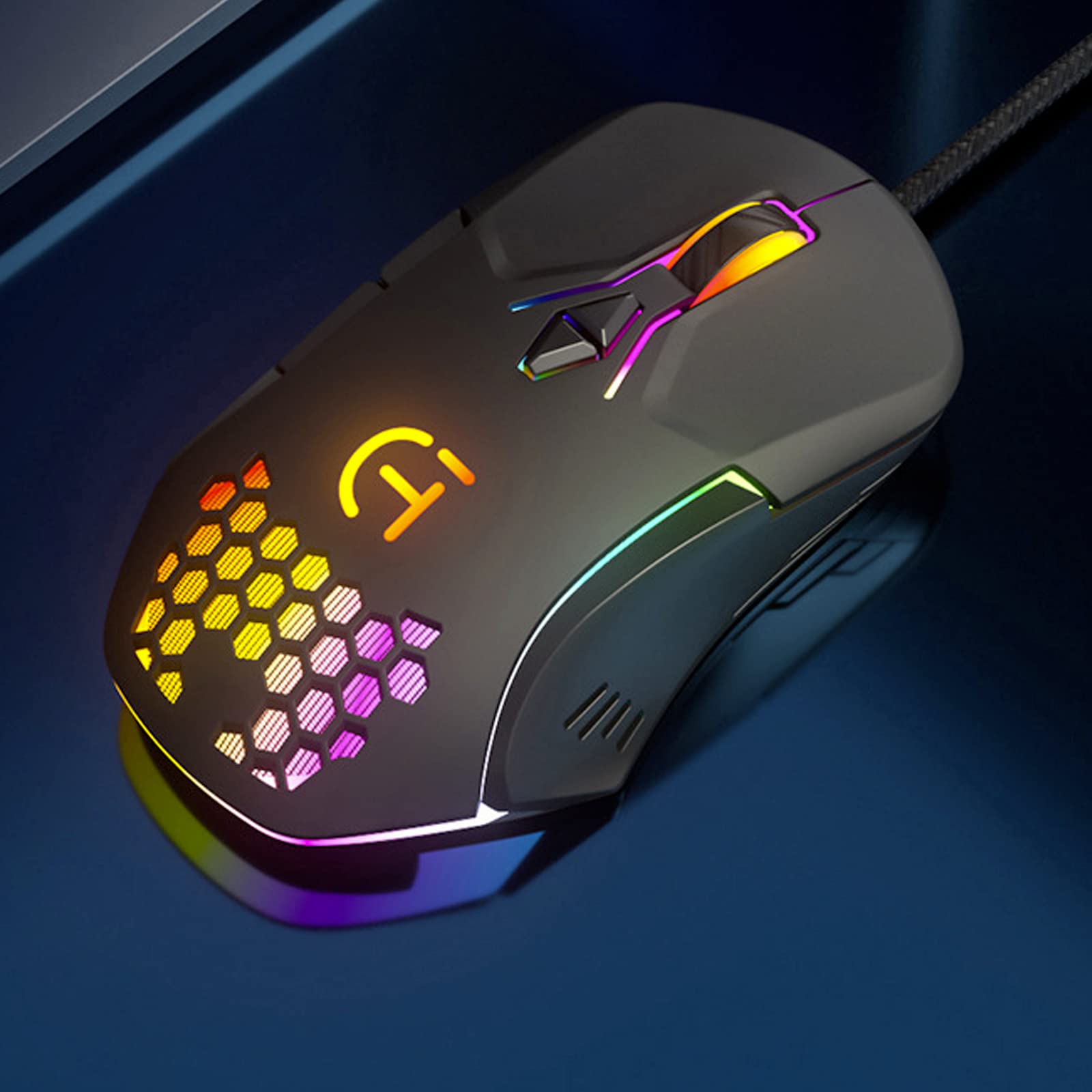 2 Pack SHIOND Wired Gaming Mouse - 1600 DPI Optical USB Mouse with 6 Buttons & RGB Backlight, Silent Click for PC, Laptop, Gaming | Perfect for Esports, Office Work & Home Computing