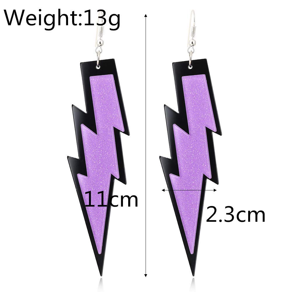 Vibrant Multi-Color Acrylic Lightning Bolt Dangle Earrings for Women - Trendy Exaggerated Statement Jewelry for Parties, Concerts & Festival Outfits