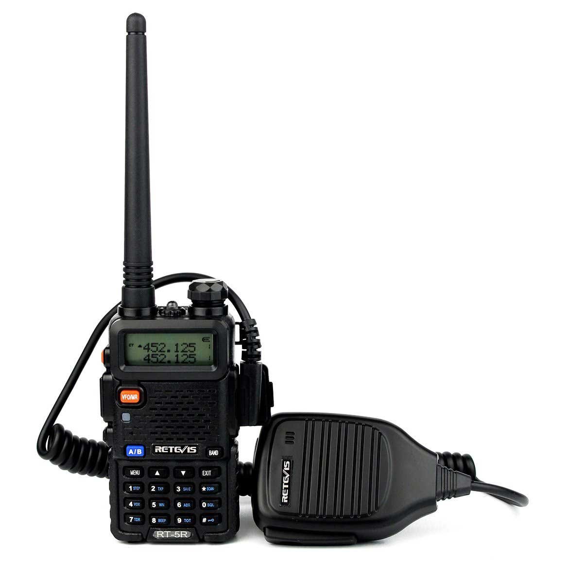 Retevis RT-5R Dual Band Two Way Radio Walkie Talkies for Adults - 4 Pack with Speaker Mic, 1400mAh Rechargeable Battery, Flashlight & SOS Alarm - Ideal for Outdoor Adventures, Hiking, Camping and Emergency Communication