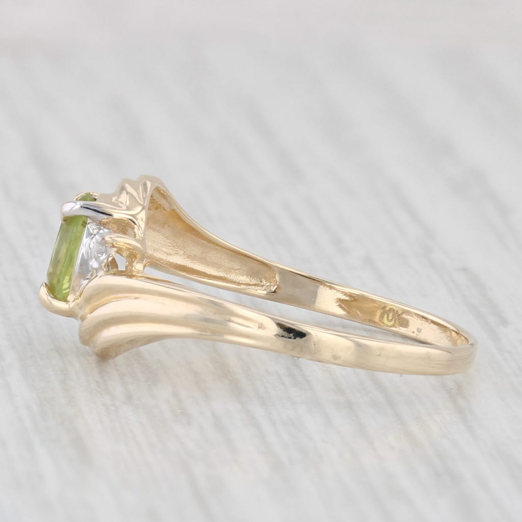 0.50ct Oval Peridot Diamond Ring in 10k Yellow Gold - Size 6.5 - Elegant Birthstone Jewelry for Women, Perfect for Anniversary Gifts & Special Occasions