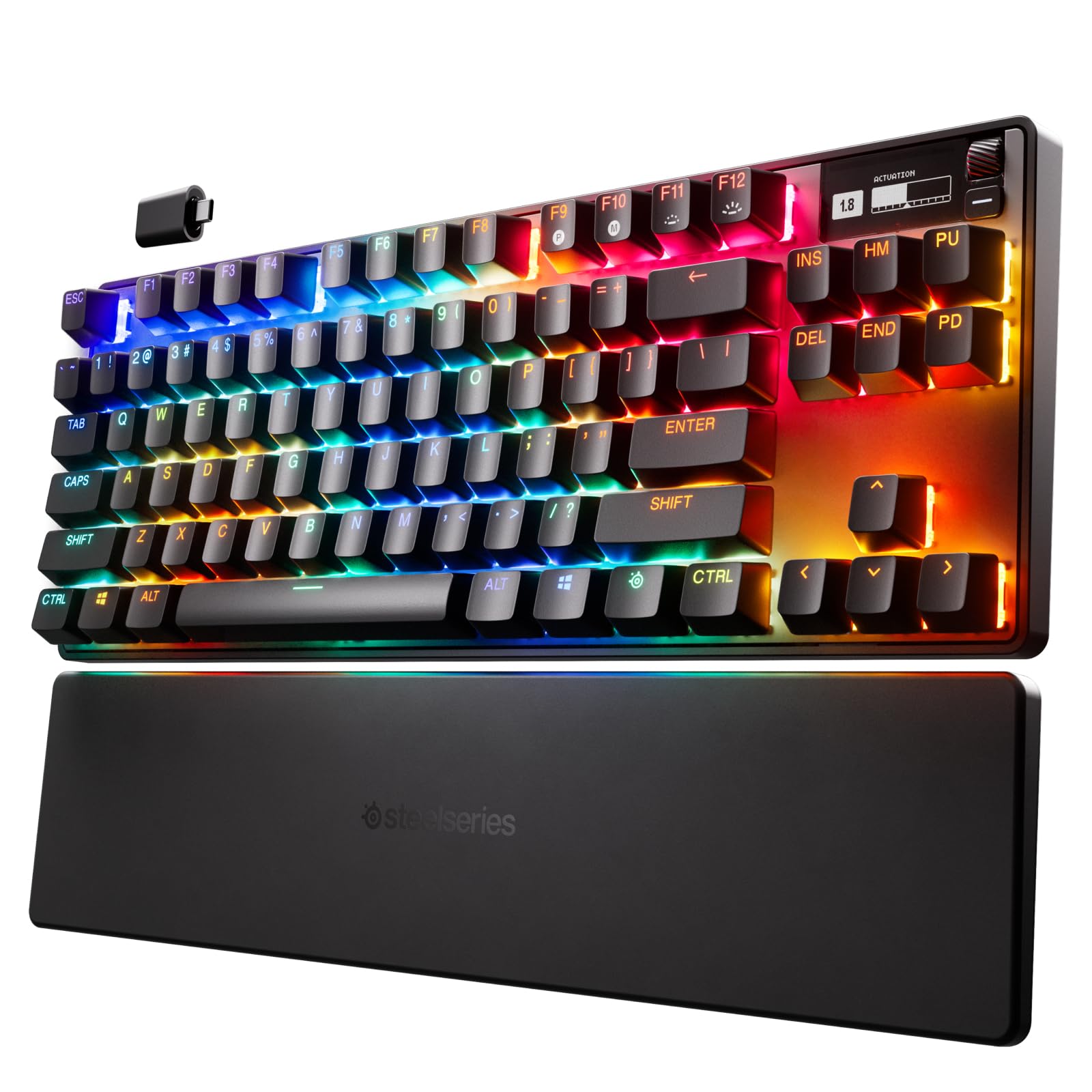 SteelSeries Apex Pro TKL Wireless Mechanical Gaming Keyboard - HyperMagnetic Switches, OLED Display, Adjustable Actuation, PBT Keycaps, Bluetooth & 2.4GHz Dual Wireless, USB-C - Perfect for Esports, Competitive Gaming & Professional Typing
