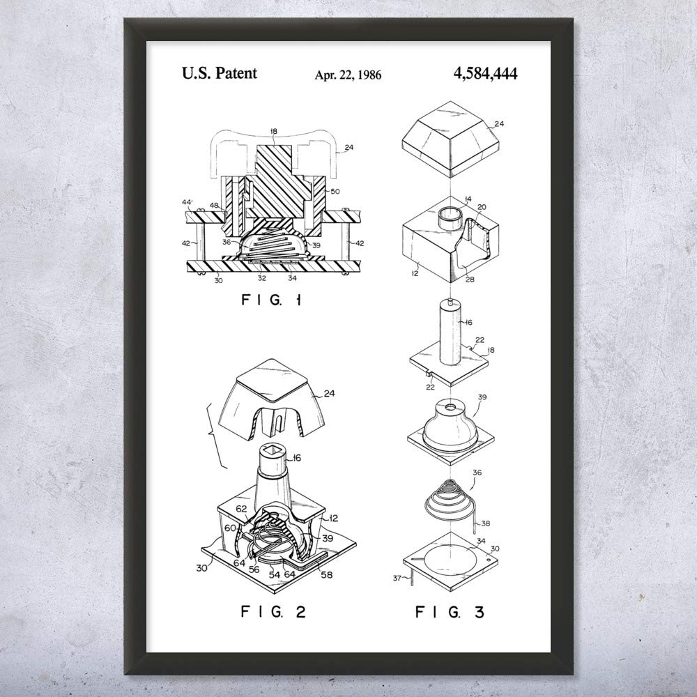 Mechanical Keyboard Switch Patent Framed Print (9x12) - Vintage Tech Wall Art for Programmers, IT Professionals & Computer Labs | Unique Office Decor & Geek Gift for Keyboard Enthusiasts | Perfect for Home Office, Gaming Room & Tech-Themed Spaces