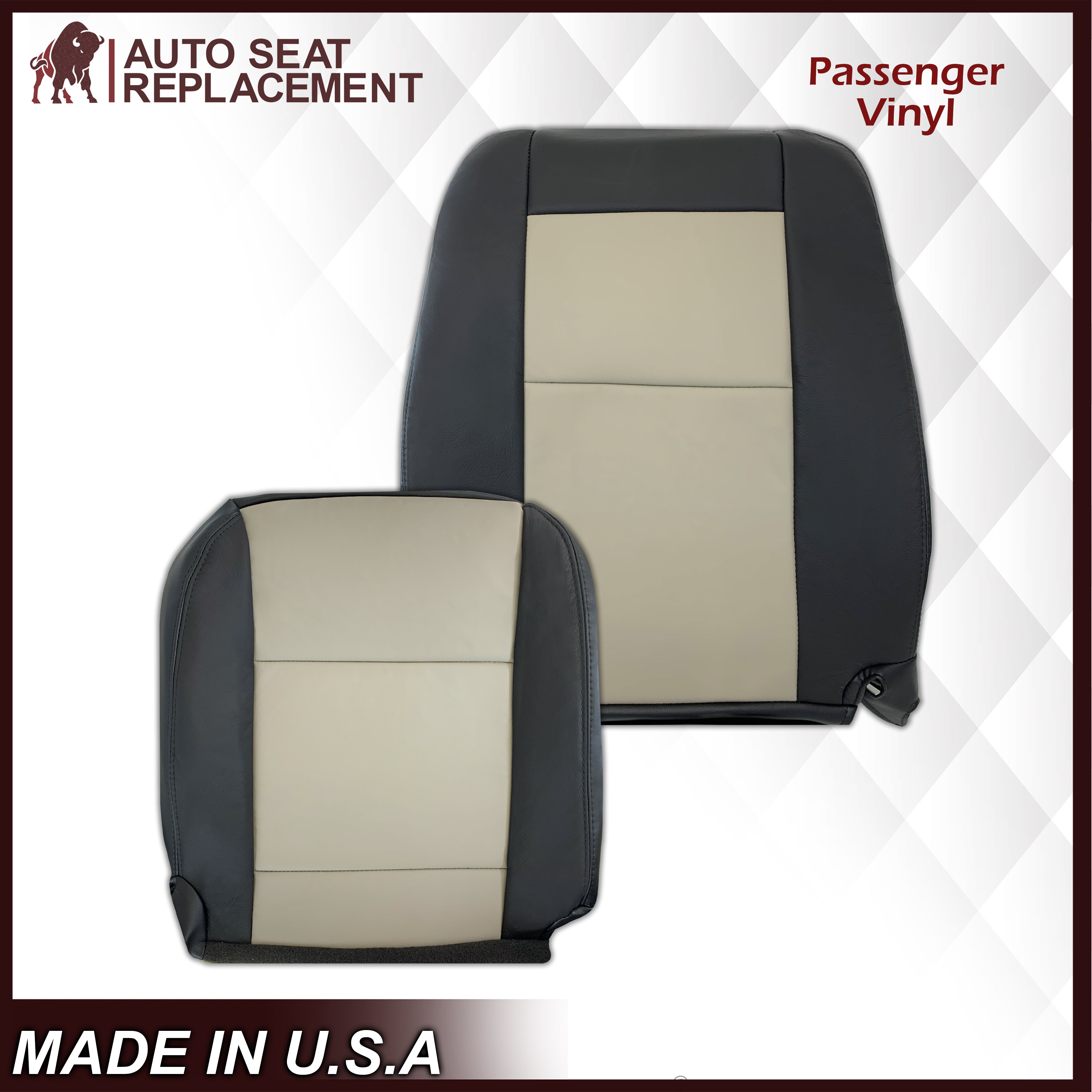 2007-2010 Ford Explorer Sport Trac Custom Seat Covers - Premium 2-Tone Black & Gray (Charcoal Black/Medium Light Stone) | Genuine Leather or Vinyl Options | Perfect for Road Trips & Off-Road Adventures