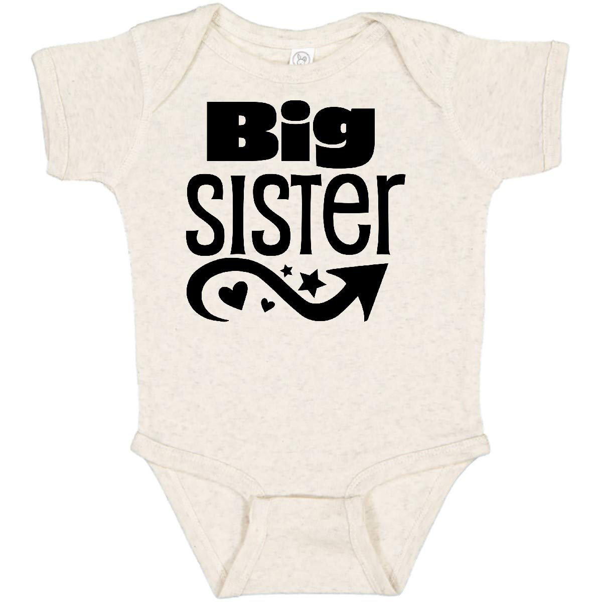 Inktastic Big Sister Baby Bodysuit - Cute Arrow, Stars & Hearts Design for Newborns & Infants - Perfect for Sibling Announcements, Baby Showers & Family Photos