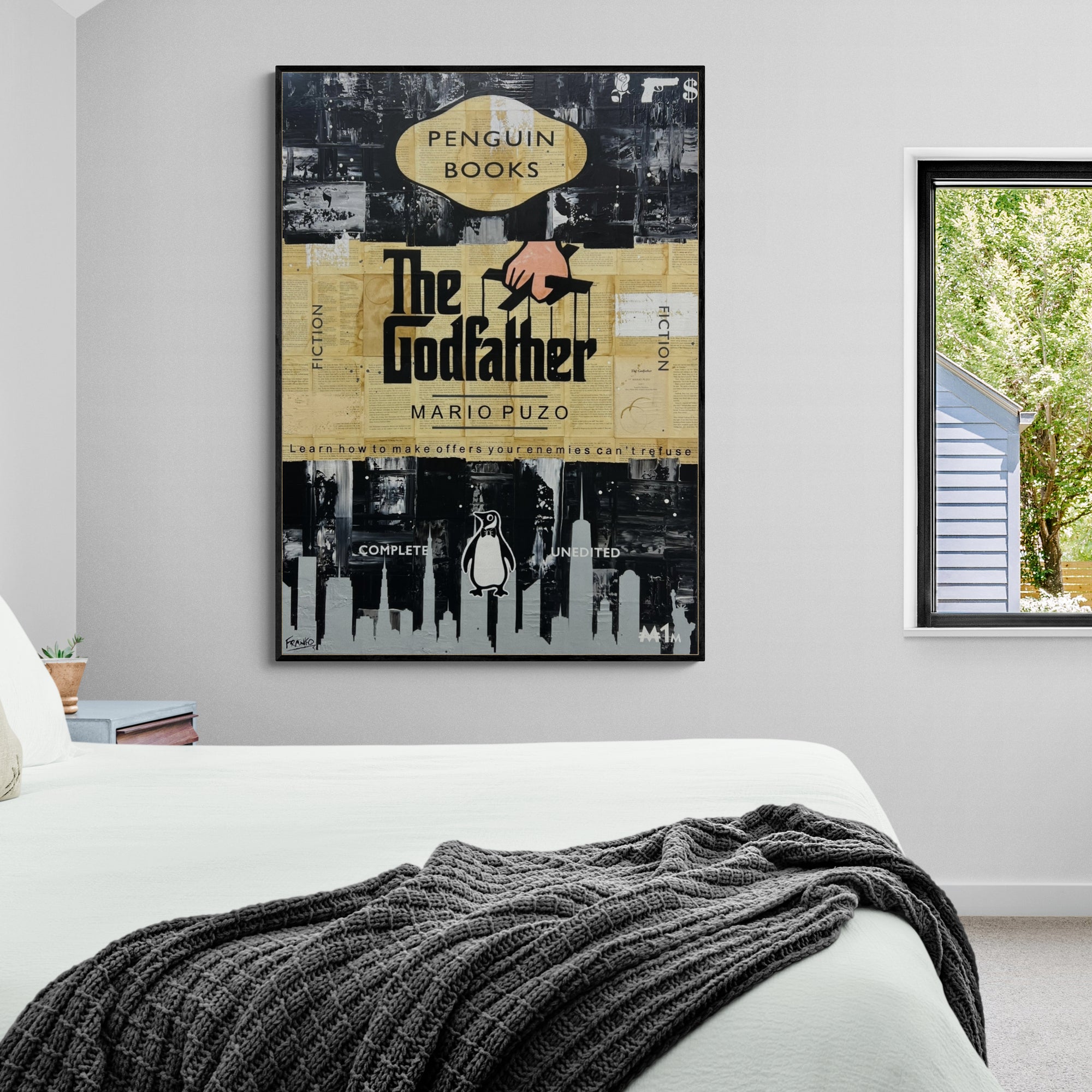 140cm x 100cm Italian God Urban Pop Art Canvas Painting - Modern Wall Decor for Living Room, Bedroom & Book Club
