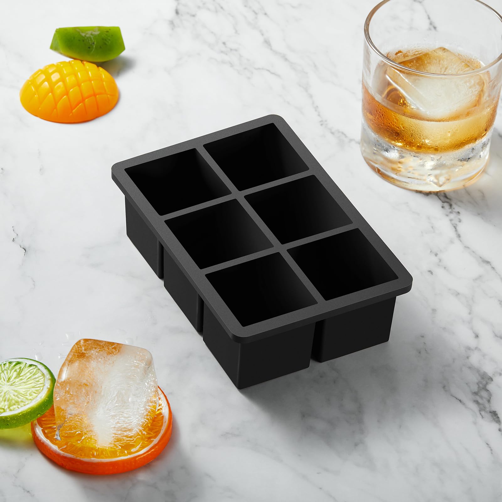 3-Pack Large Silicone Ice Cube Tray with Lids - Big Square Whiskey Ice Molds for Cocktails & Old Fashioned Drinks | Perfect for Home Bars, Parties & Entertaining