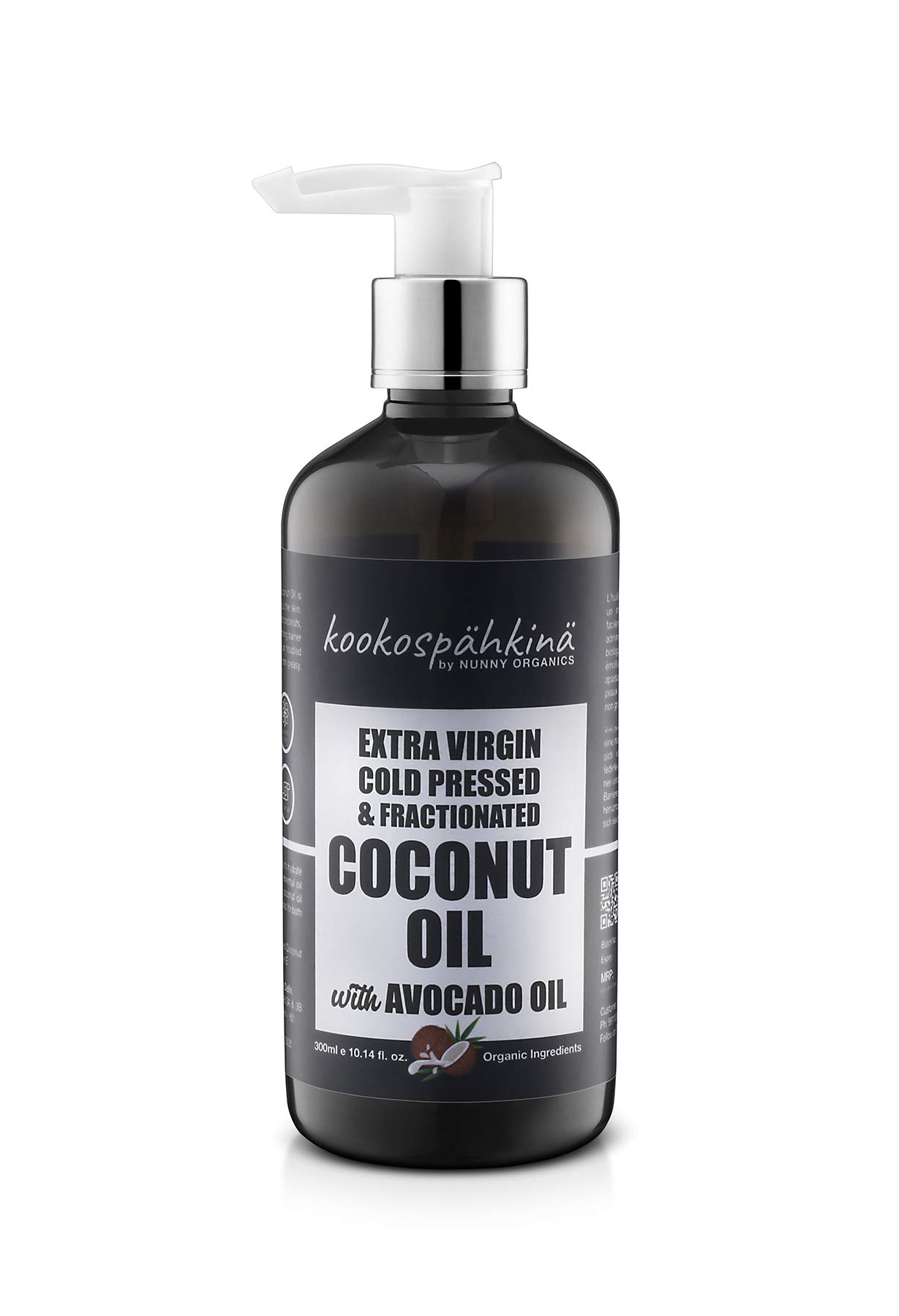 Organic Extra Virgin Cold Pressed Fractionated Coconut Oil for Skin, Hair & Massage - 100% Pure Natural Moisturizer & Carrier Oil for Aromatherapy & DIY Beauty