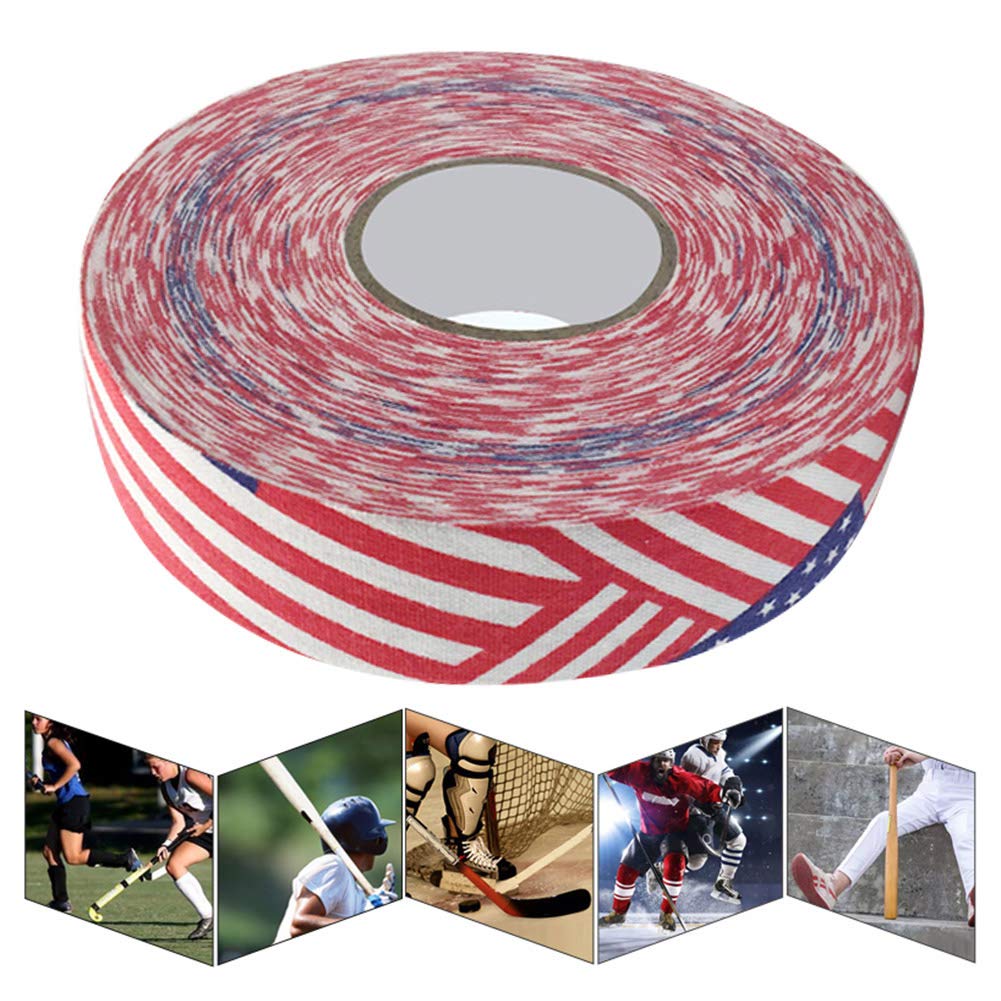 2.5CM x 25M Hockey Stick Tape - Durable Lacrosse & Hockey Protective Grip Tape for Stick Sports | Enhanced Safety for Hockey, Lacrosse & Badminton Poles | Stars & Stripes Design | Perfect for Game Day, Training & Equipment Protection