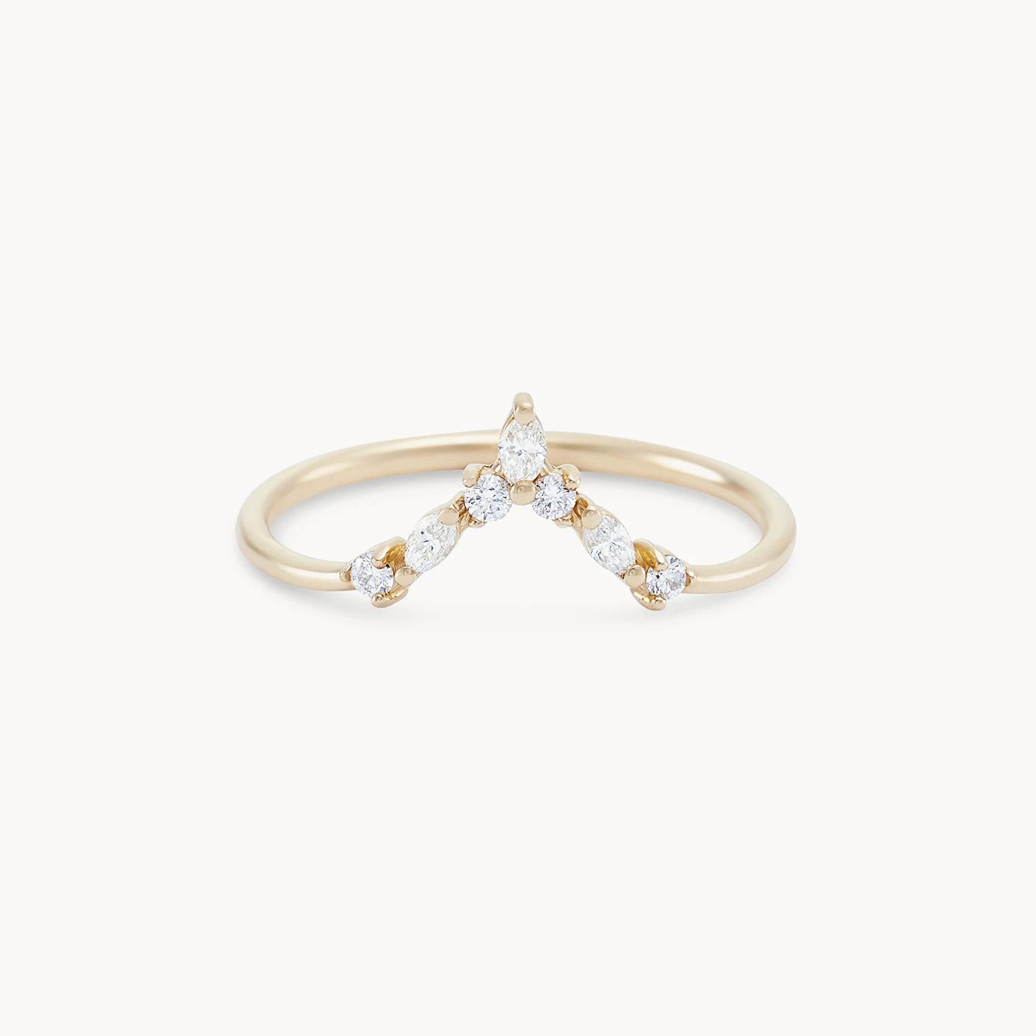 14K Yellow Gold Moonbow Ring with White Diamonds - Elegant Jewelry for Women, Perfect for Weddings, Anniversaries & Special Occasions