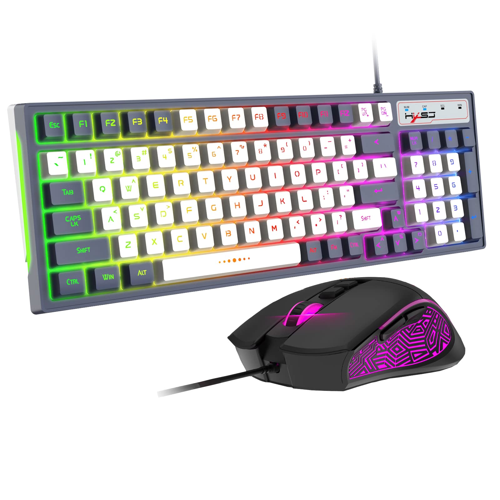 96-Key Wired Gaming Keyboard and Mouse Set with Anti-Ghosting, LED Backlit, 7-Button Optical Gaming Mouse (3600 DPI) - Perfect for PC Gaming, Esports & Office Work