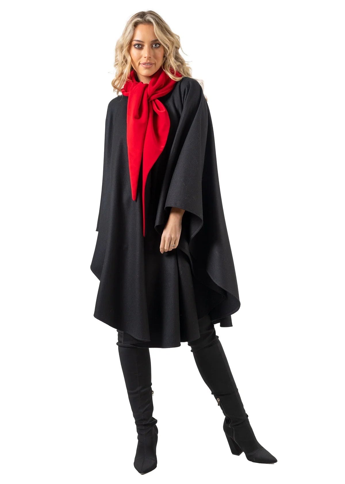 Jimmy Hourihan Velvet Trim Convertible Hood Cape - Elegant Winter Cloak for Women, Perfect for Parties, Weddings & Evening Events