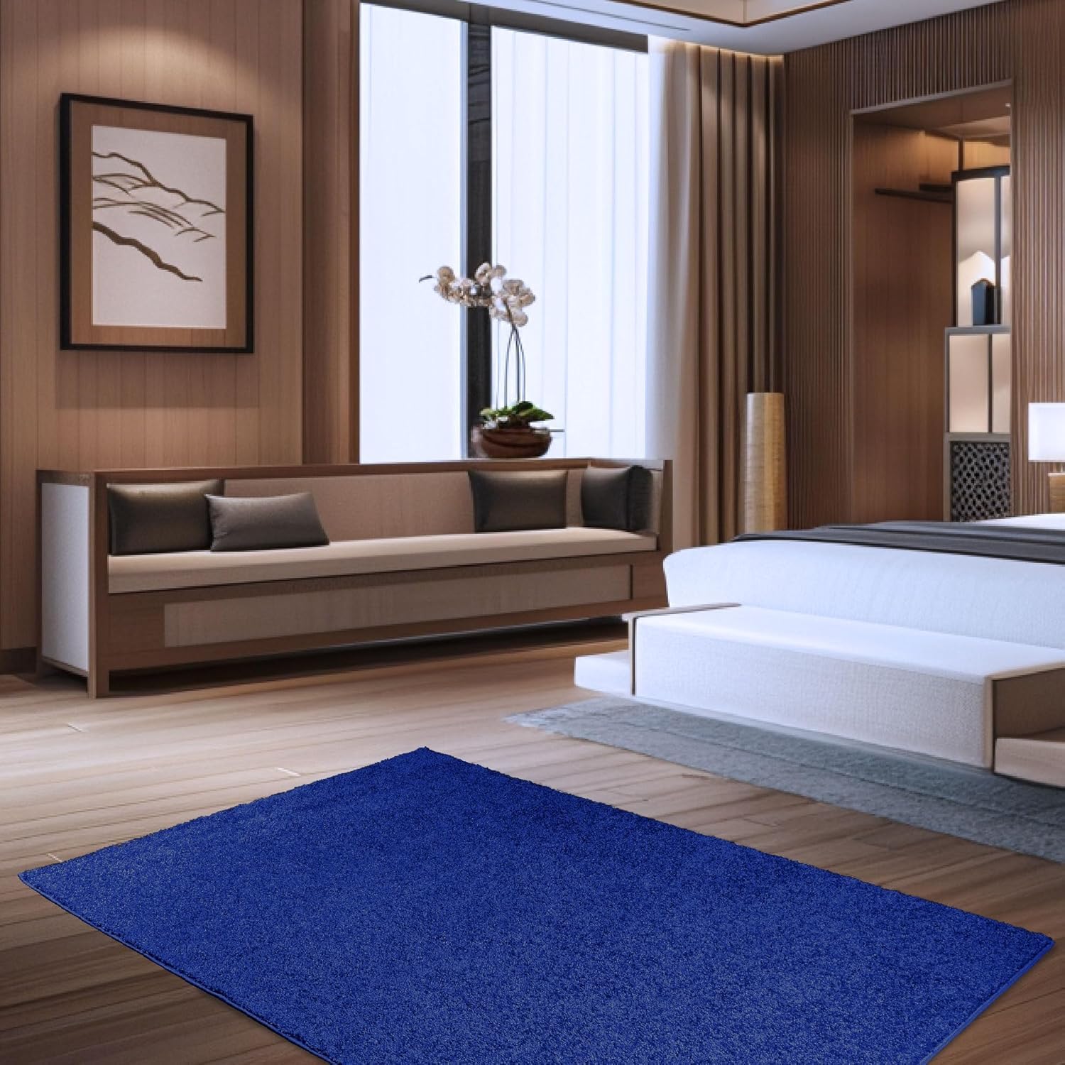 Ambient Galaxy Way Kids' Favorite Area Rugs Neon Blue - 7' Round Indoor Stain-Resistant Carpet | Perfect for Living Room, Bedroom, Nursery & Playroom | Pet-Friendly & Child-Safe Non-Slip Rug | USA-Made Space-Themed Home Decor for Kids' Rooms & Family Areas