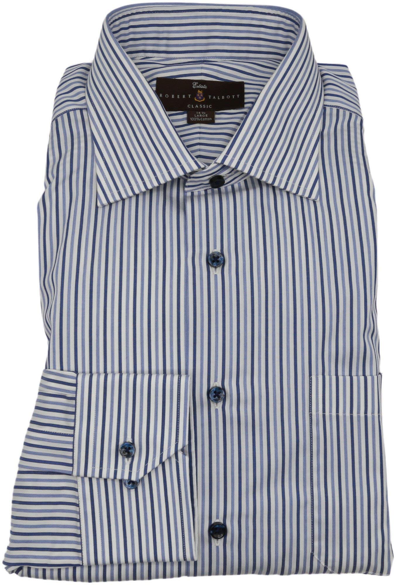 Robert Talbott Men's Estate Classic Fit Candy Stripe Dress Shirt - Premium Cotton Formal Business Shirt for Office, Wedding & Special Occasions