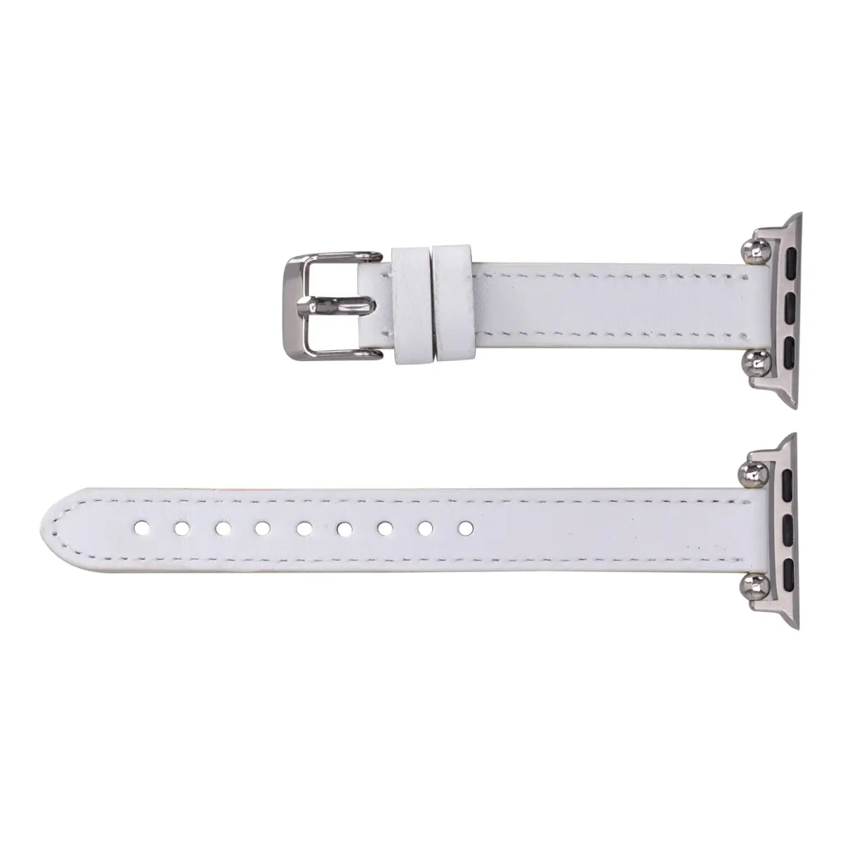 Premium White Leather Ultra Slim Apple Watch Band - Compatible with All Apple Watch Models - Elegant & Comfortable for Workouts, Office & Everyday Wear