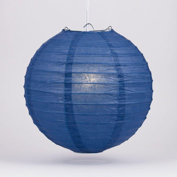 12 Inch Navy Blue Round Paper Lanterns with Even Ribbing - Chinese Hanging Decor for Wedding, Party & Home Decoration | Perfect for Indoor/Outdoor Events, Baby Showers & Festival Celebrations