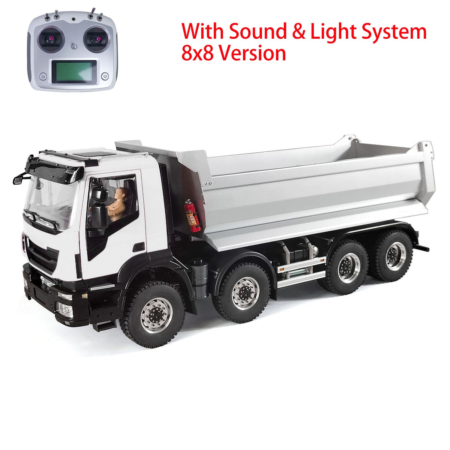 1/14 Scale 8x8 Metal Hydraulic RC Dump Truck - Remote Control Construction Vehicle with Realistic Sound & Lights, Pre-Assembled Painted Model with ESC Motor & Servo - Perfect for Construction Enthusiasts, Collectors, and RC Hobbyists