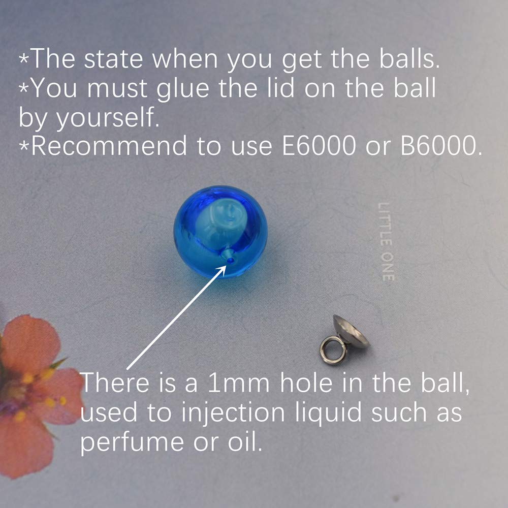 10-Piece Mini Empty Glass Globe Vials for Essential Oils, Perfume & Aromatherapy - 16mm Multicolor Pendant Diffusers - Perfect for DIY Jewelry Making, Home Fragrance & Gift Giving