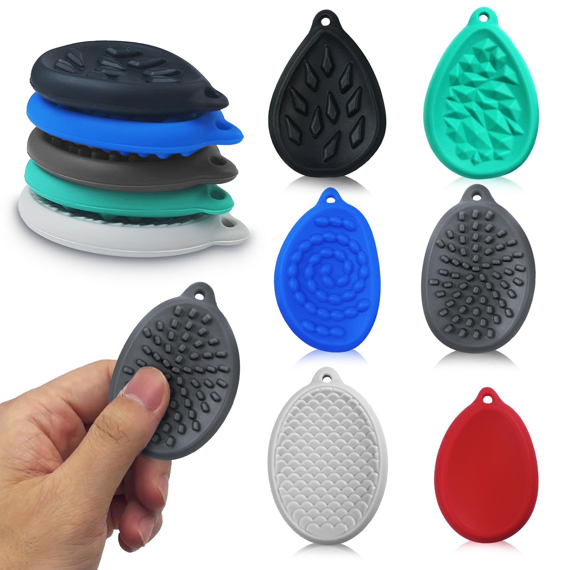 **6-Pack Textured Silicone Fidget Stones for Adults & Kids - Stress Relief Toys for Anxiety, ADHD, Autism - Christmas Stocking Stuffers & Sensory Gifts - Perfect for Home, Office, and Travel Use**