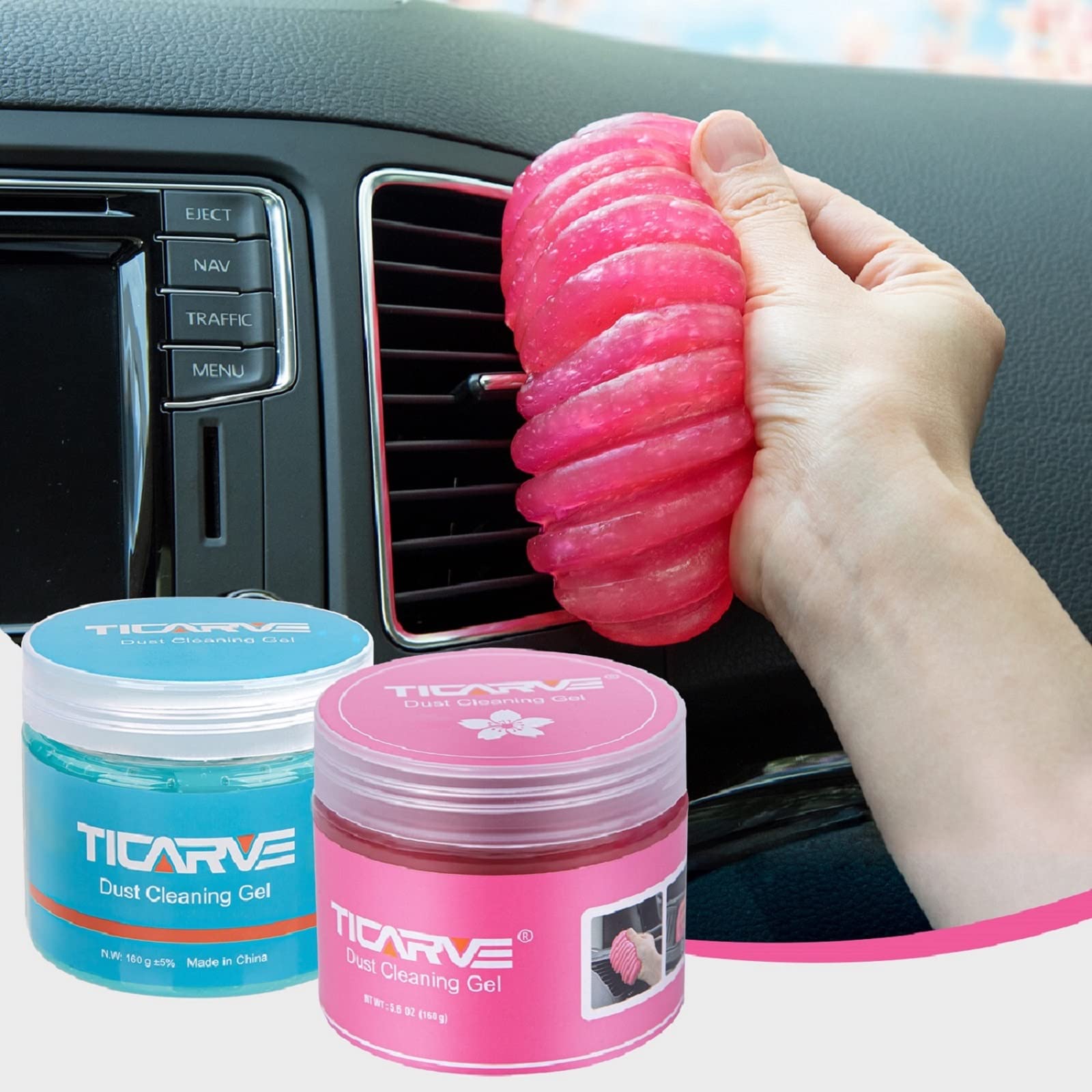 TICARVE Car Cleaning Gel Putty - 2 Pack Blue Rose Slime for Detailing, Interior & Keyboard Cleaning | Automotive, Home & Office Use
