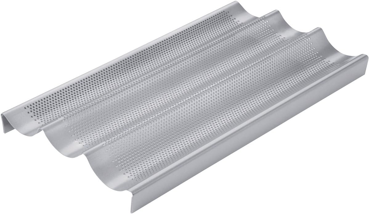 Chicago Metallic Perforated Baguette Pan - Professional Non-Stick French Bread Baking Tray for Homemade Artisan Loaves | Perfect for Home Bakers, Restaurants & Bakeries
