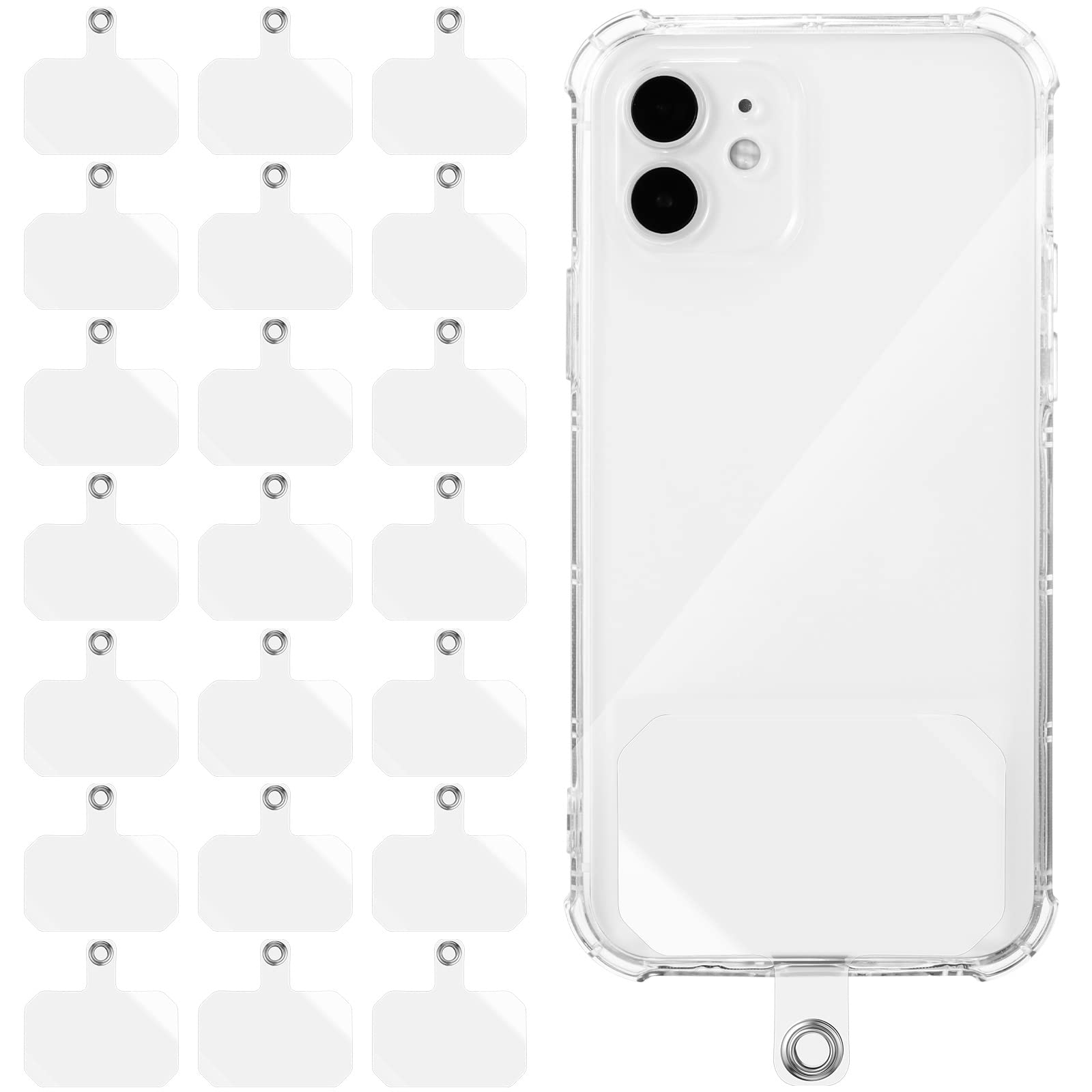 24 Pcs Universal Phone Lanyard Tab TPU Replacement Patches - Compatible with Most Smartphone Cases, Non-Adhesive Safety Tether for Work, Gym & Travel