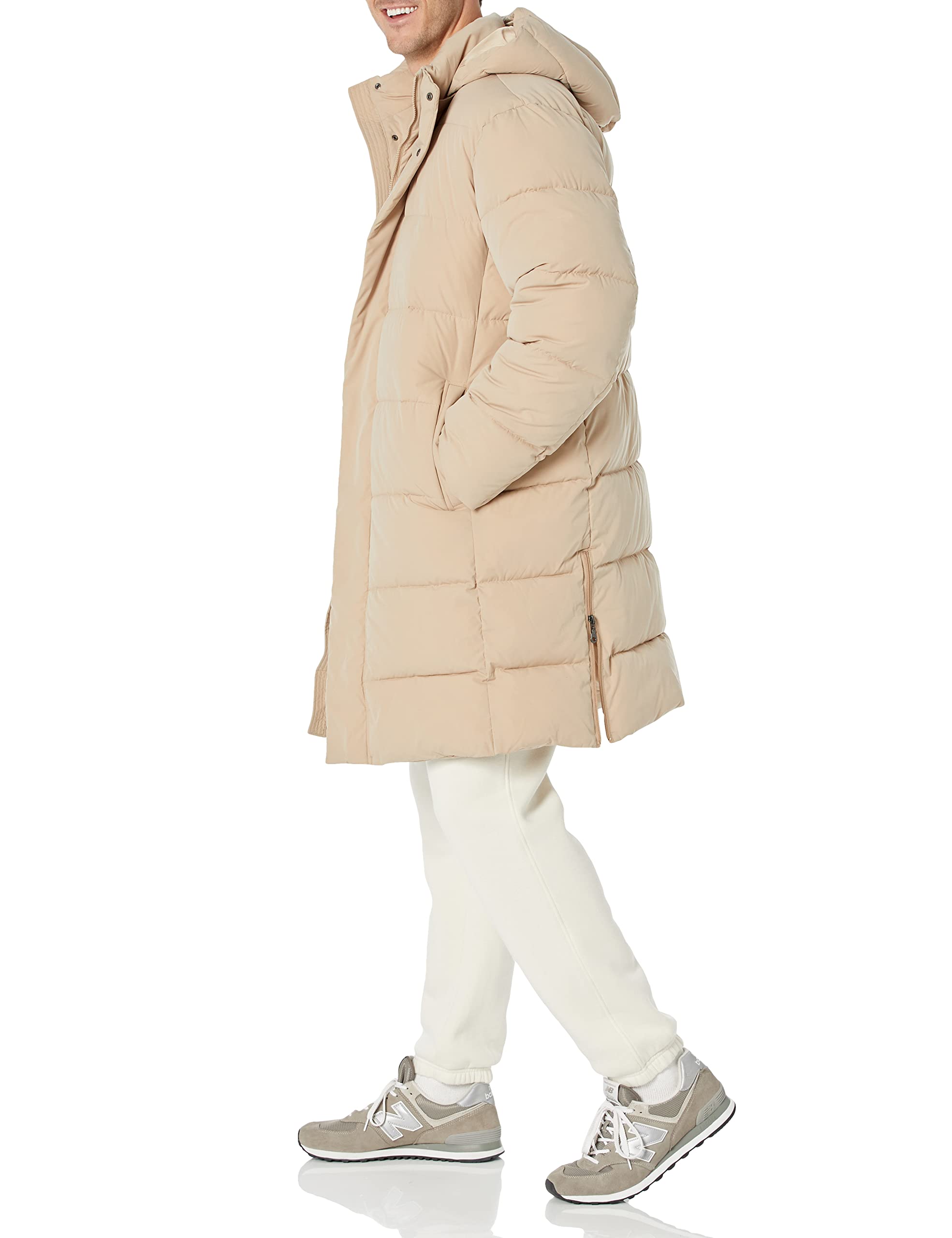 Amazon Essentials Men's Hooded Long Puffer Coat - Winter Warm Jacket for Cold Weather, Lightweight Water-Resistant Outdoor Parka - Perfect for Snow, Hiking & Daily Commute