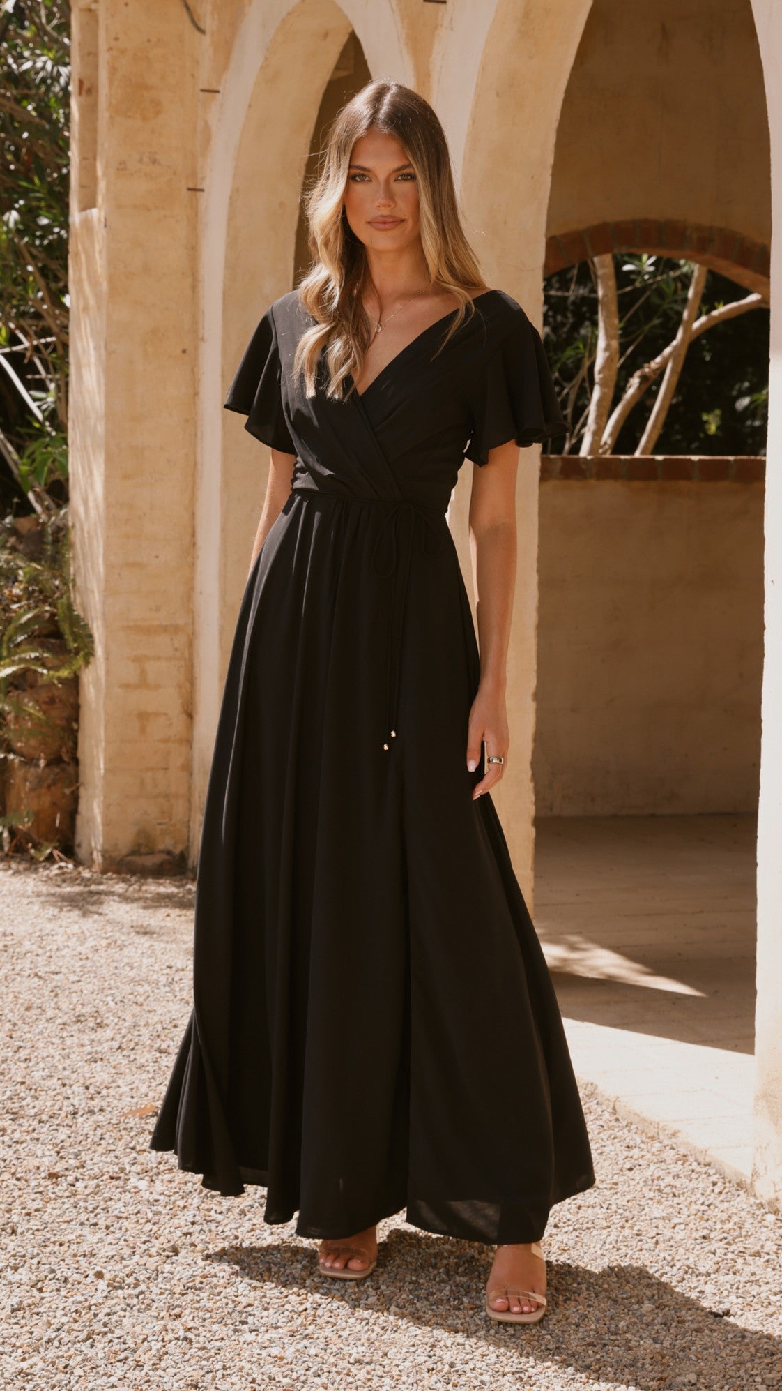 Charlize Maxi Dress for Women - Elegant Black Long Flowy Dress for Summer, Beach, Party & Evening Wear