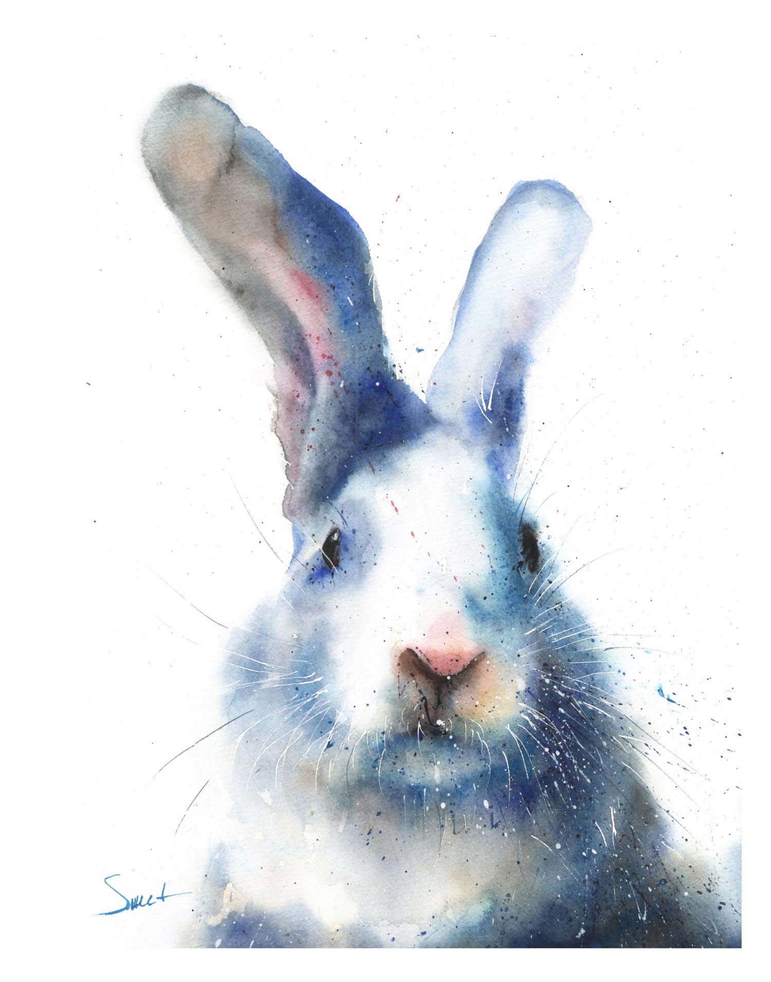 Rabbit Watercolor Painting - Animal Art Print Wall Decor by Eric Sweet - Perfect for Nursery, Living Room & Home Office Decor