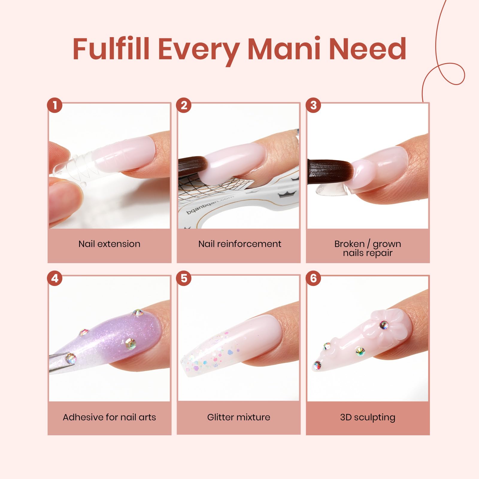 Beetles Poly Nail Gel Kit - 4 Colors for Nail Extensions & Art | Salon & Home Use