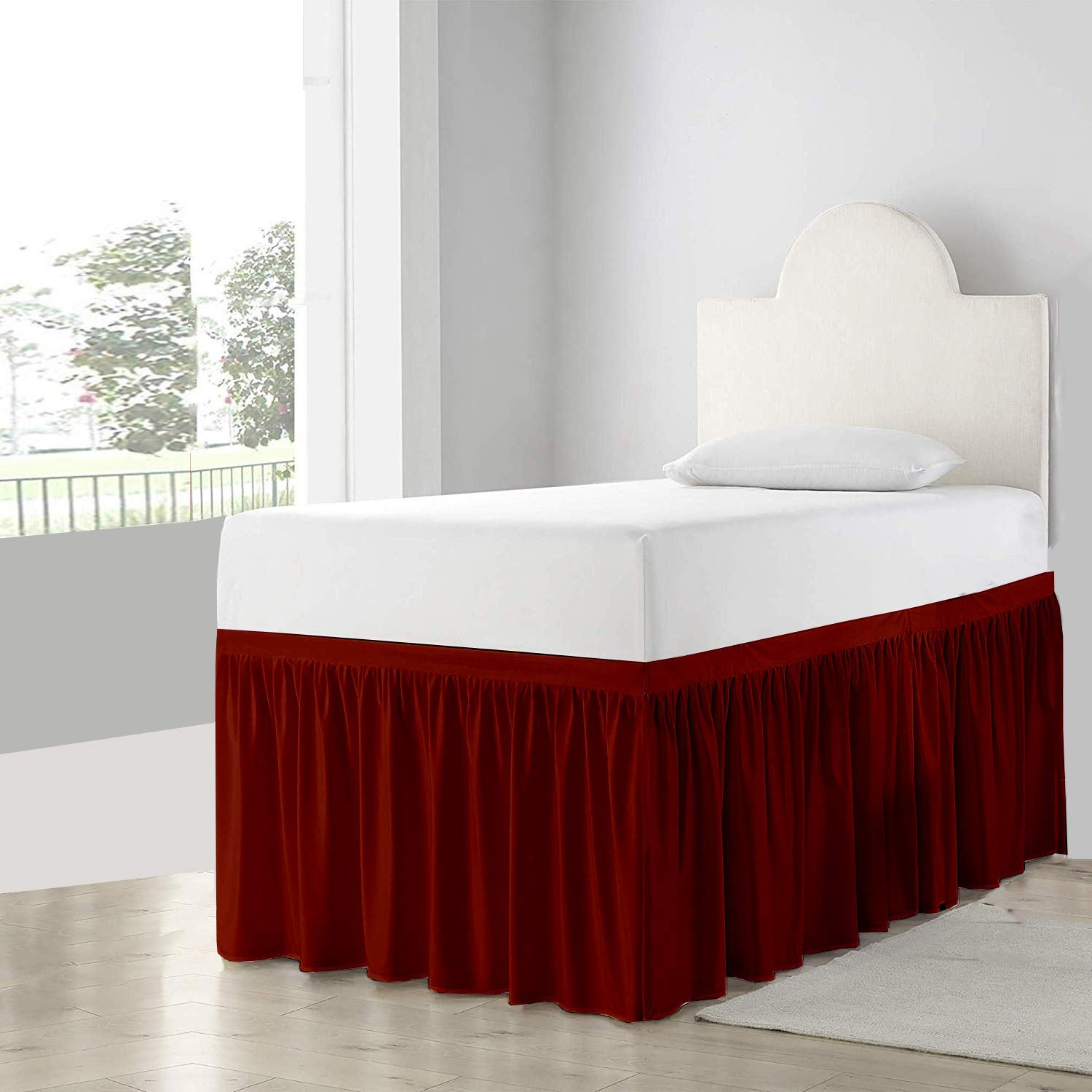 Extra Long Dorm Room Bed Skirt - 100% Microfiber Twin XL Size with 32