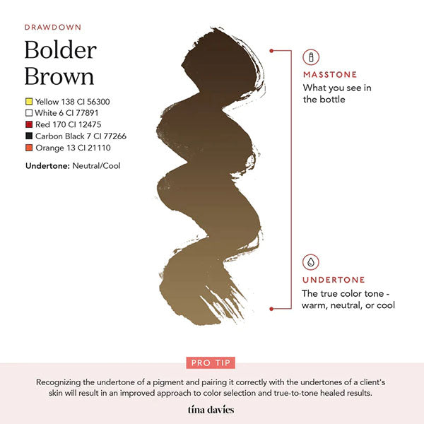 Perma Blend Tina Davies 5 Bolder Brown Microblading Pigment - Professional Semi-Permanent Eyebrow Tattoo Ink for Natural-Looking Brows | Perfect for Microblading, Ombre Brows & Permanent Makeup Artists