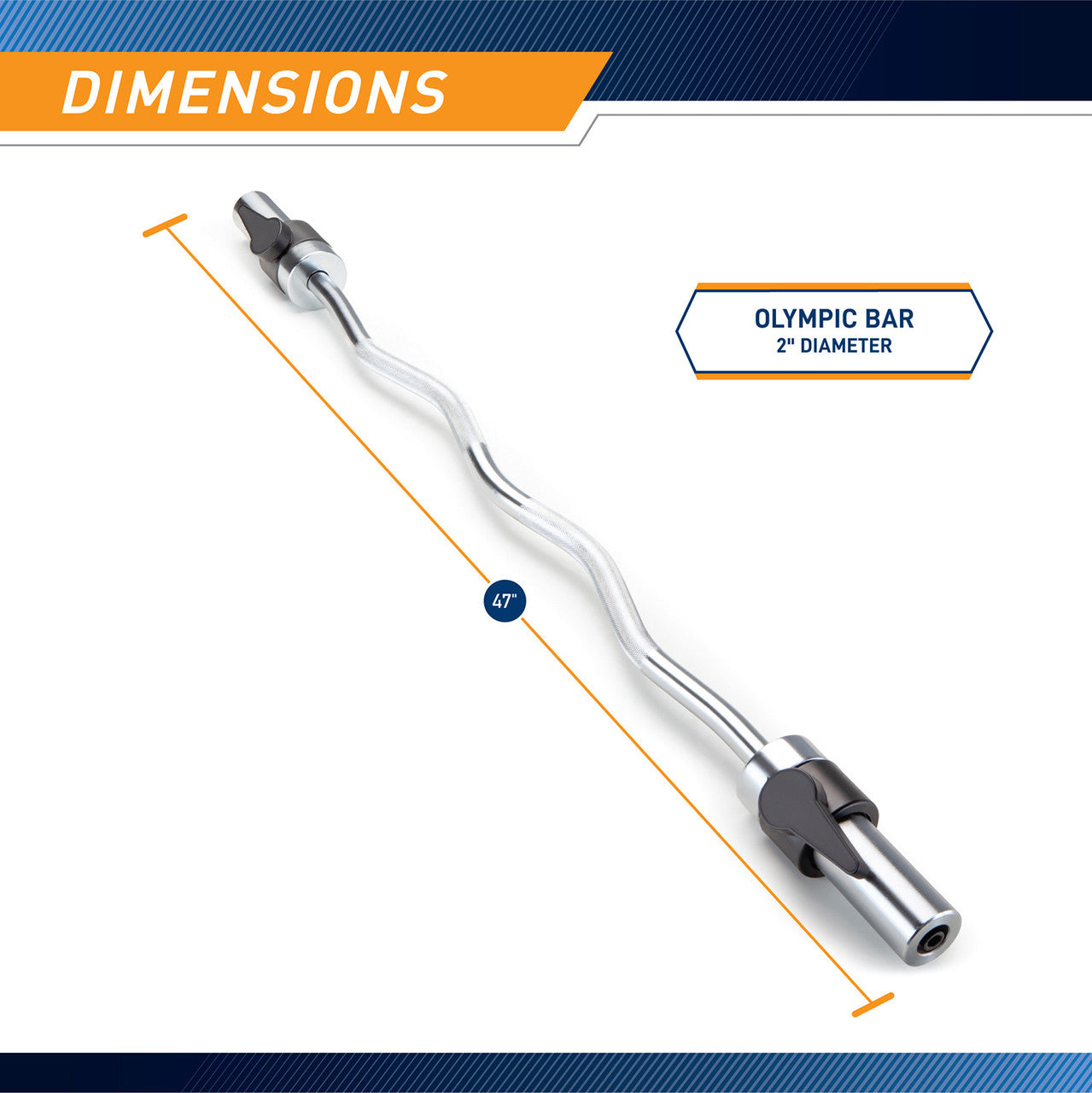 Marcy Solid Steel Olympic Curl Bar - Chrome Plated Weightlifting Bar for Strength Training | Perfect for Home Gym & CrossFit Workouts (Model SOC 49)