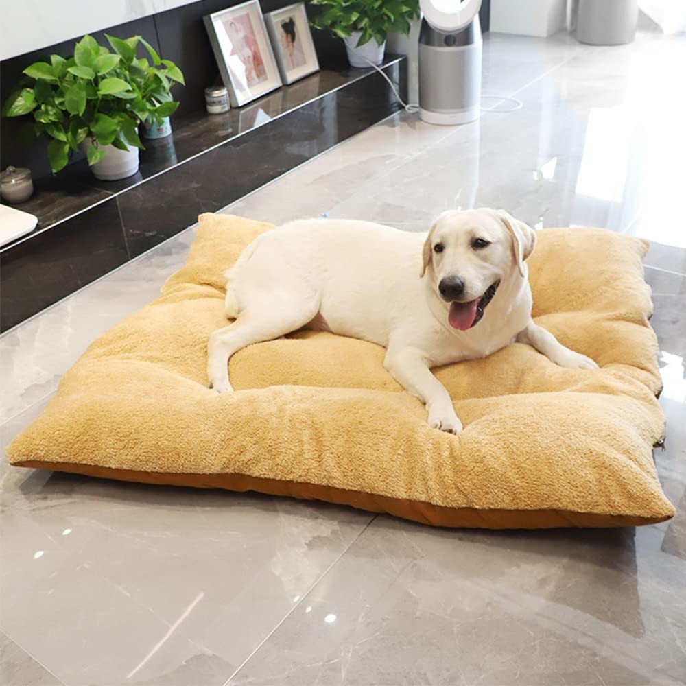 Premium Plush Dog Bed - Soft & Warm Pet Nest Pad for Large Dogs - Removable & Washable Thickened Mat - Ideal for Autumn & Winter Sleeping - Cozy Comfort for Indoor & Outdoor Use (Brown, Large)