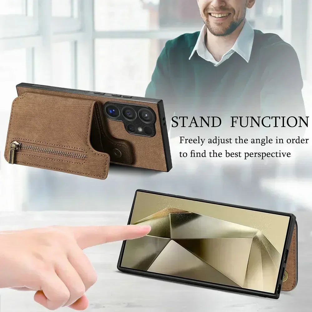 Samsung Galaxy S25 Ultra Leather Wallet Case with Zipper & Magnetic Closure - Slim Protective Cover for Everyday Use & Travel