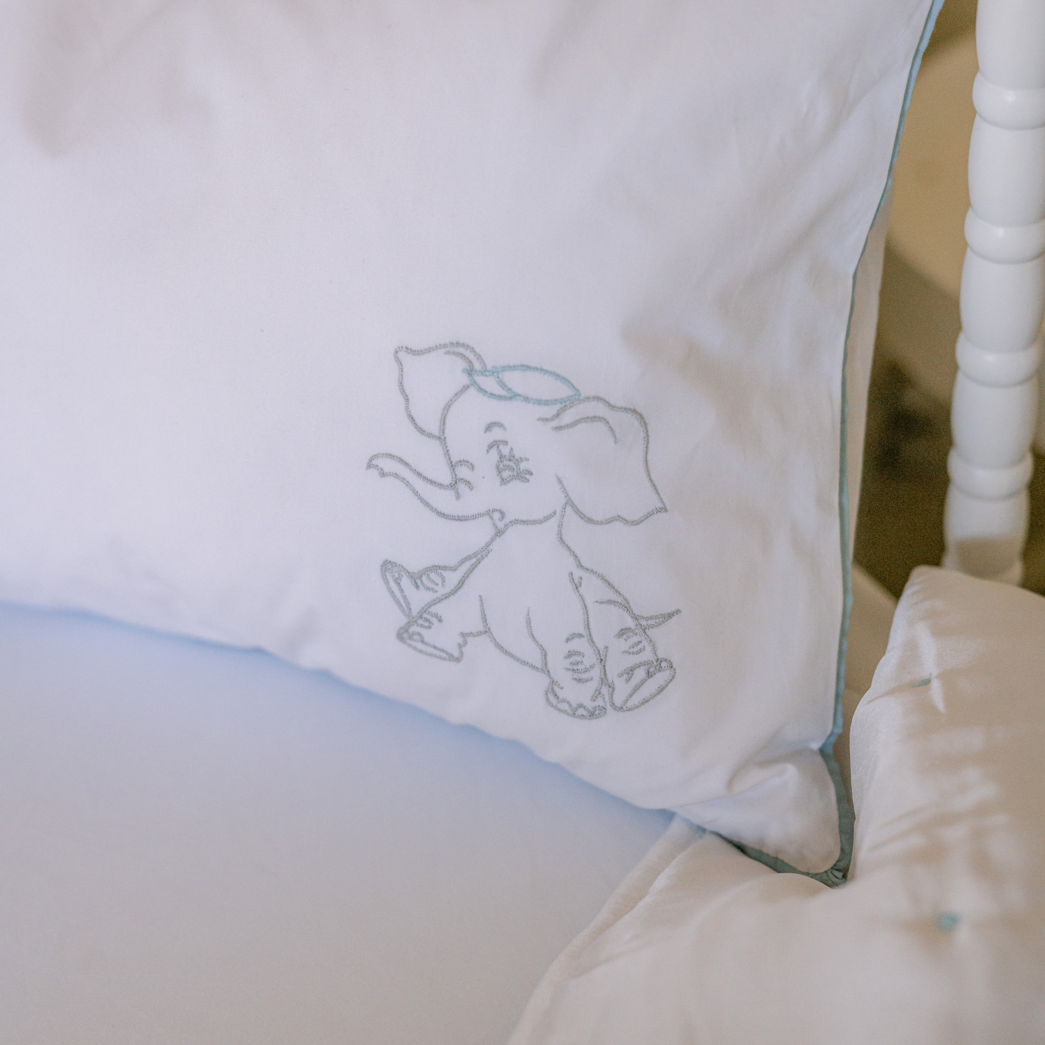 Baby Elliott Pillow Sham - Soft Cotton Nursery Pillowcase for Cribs & Toddler Beds - Perfect for Nursery Decor, Baby Showers & Newborn Gifts (White, Standard Size)